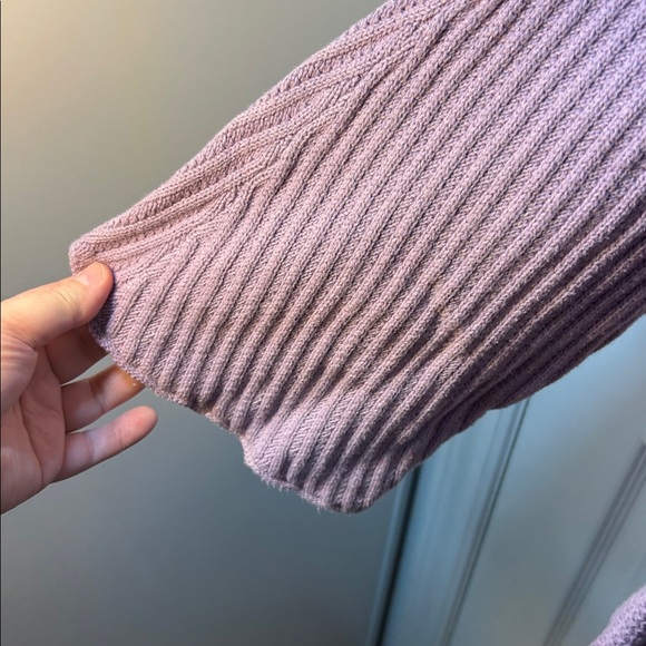 Chico's Ribbed Mixed Knit Cowl Neck Tunic Mauve Purple Quiet Luxury Size 4 / XXL - Picture 4 of 8